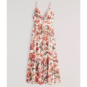 Abercrombie & Fitch Floral Linen-Blend Button-Through Maxi Dress size Medium.